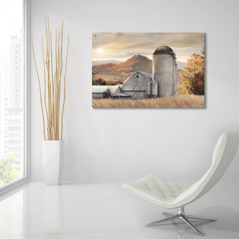 «Autumn At The Farm» par Lori Deiter, art mural en verre acrylique, H 24 po x l 36 po
