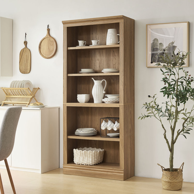 Modular Bookcase Bookshelves System, Oak, 72.5" H x 31.5" W x 14" D