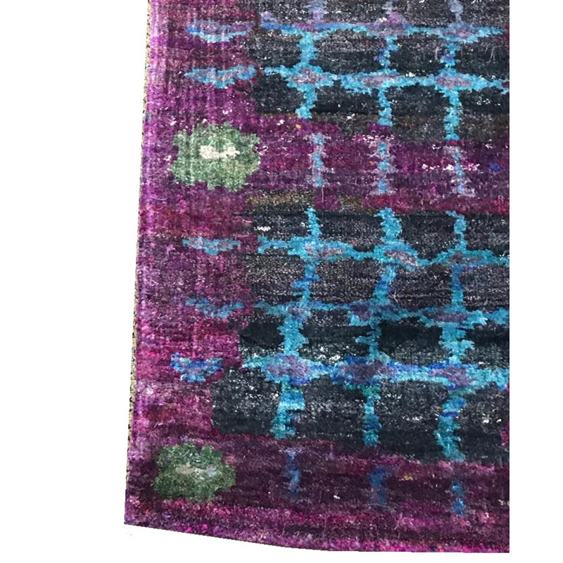 Rumi Geometric Silk Charcoal/Berry Indoor Area Rug, Rectangle 8'7" x 10'10"