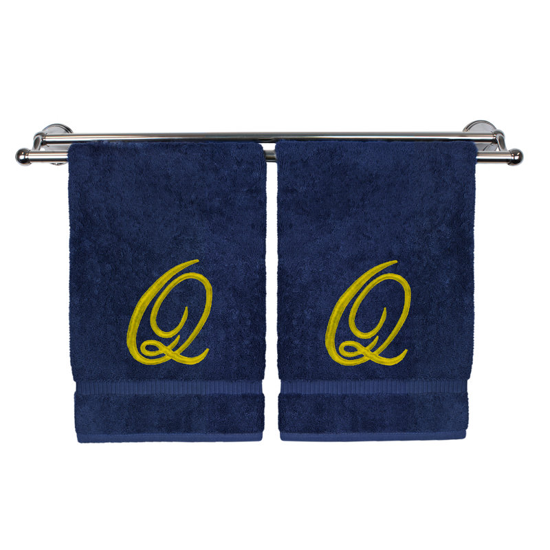 Super Plush Hand Towel, Navy/Gold, Q