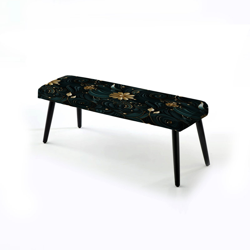 Banc rembourré noir profond émeraude Glamour Emerald
