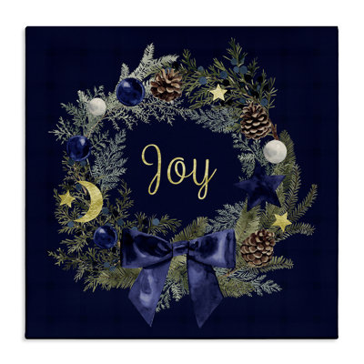 Art mural sur toile Joy Holiday Wreath par Victoria Barnes