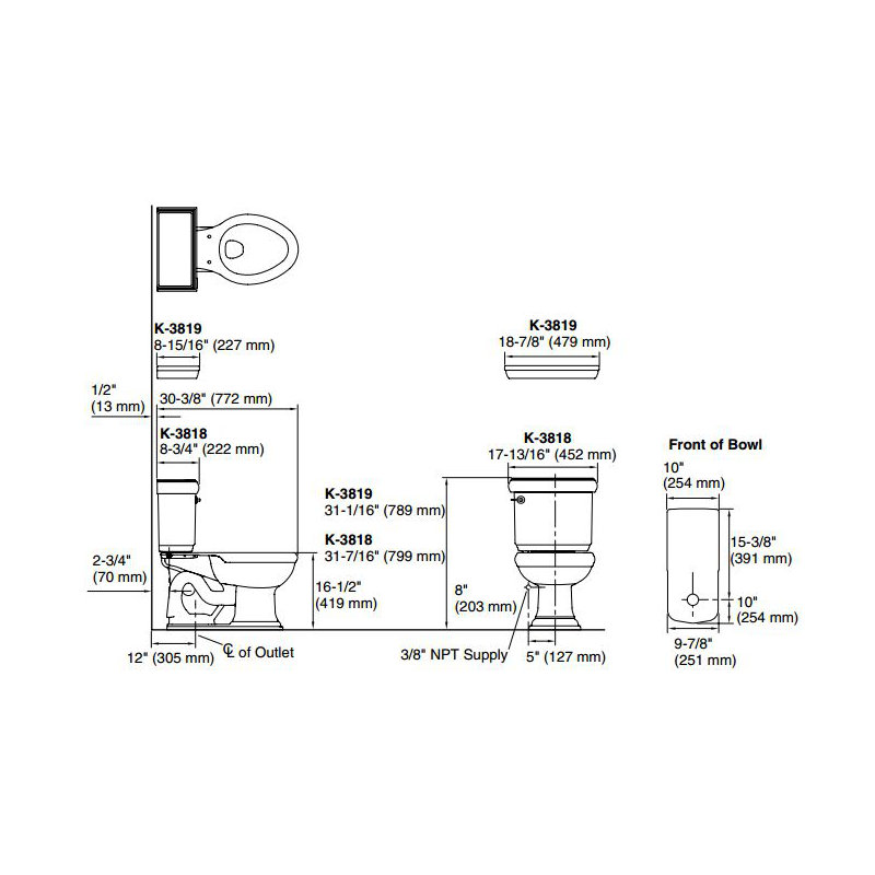 Memoirs Comfort Height 1.6 GPF Two-piece Elongated Toilet, White