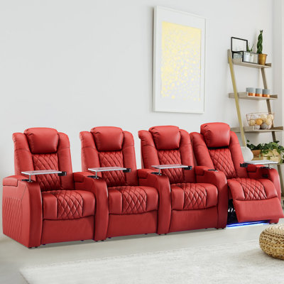 Siège de cinéma inclinable électrique en cuir avec porte-gobelet (ensemble de 4)