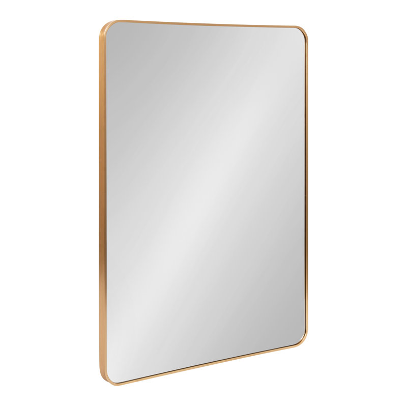 Anacleta Radius Rectangle Framed Wall Mirror, Gold, 41.96" x 30"