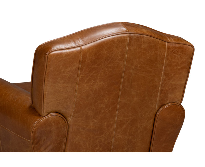 Elite Swivel Armchair, Brown Genuine Leather