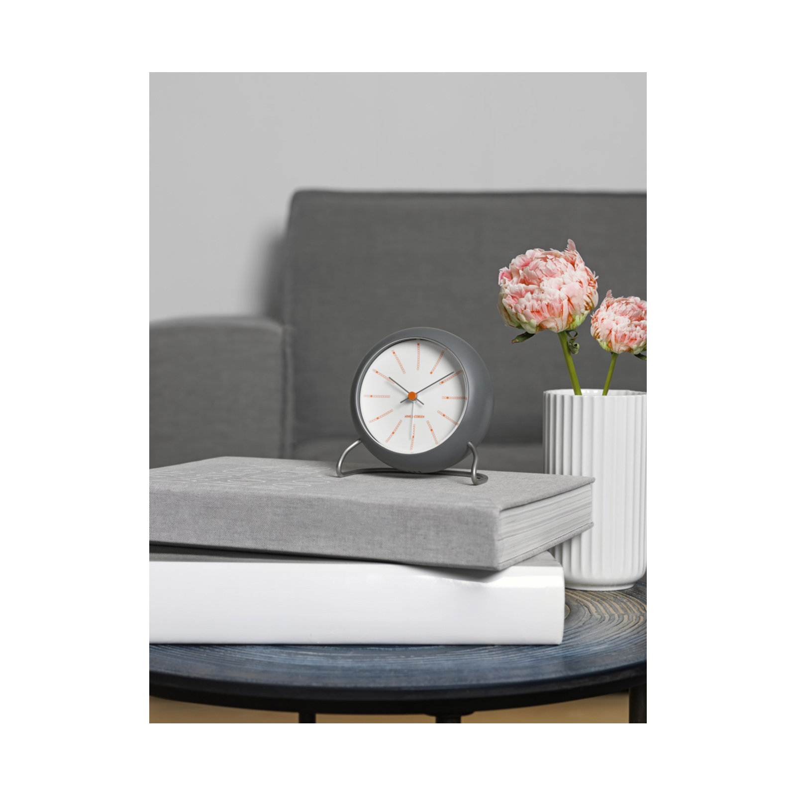 Bankers Electric Clock, White/Dark Gray
