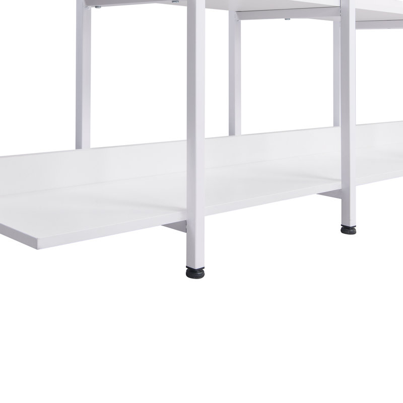 5 Tier Bookcase Home Office Open Bookshelf, Vintage Industrial Style Shelf With Metal Frame, MDF Board, White