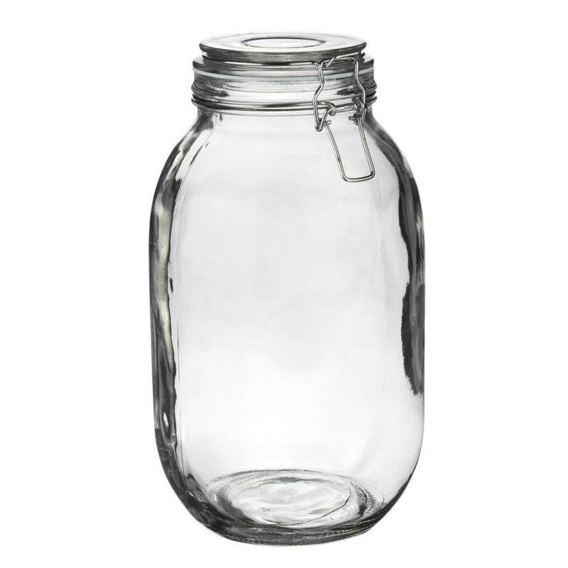Argon Tableware - Glass Storage Jars with Labels - 3 Litre - Set of 6, White/Clear