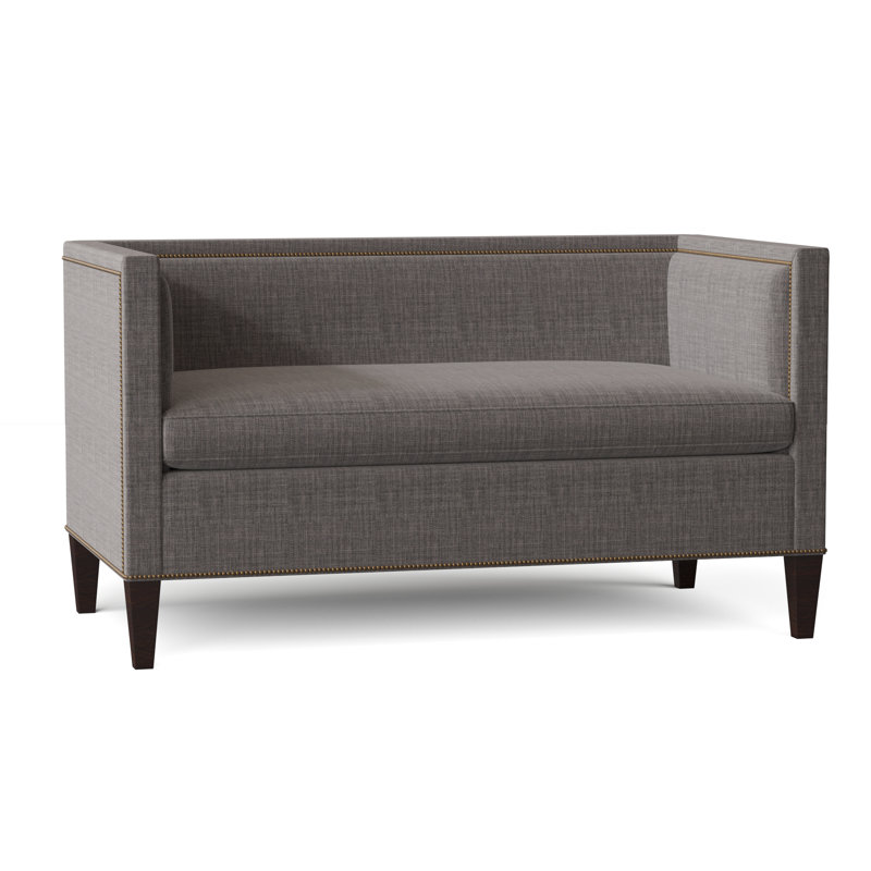 Canapé à accoudoirs carrés 58" Hamilton, gris, Noyer noir, Naturel français