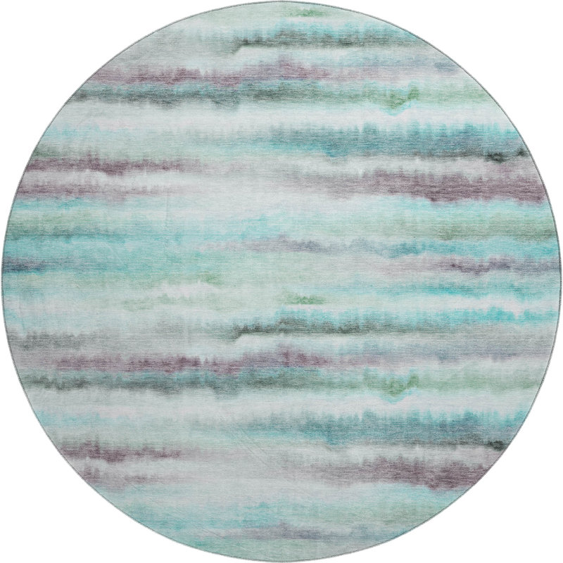 Premium Machine Washable Mayfield AMF2098 Striped Rug, 2'6" x 3'10", Teal