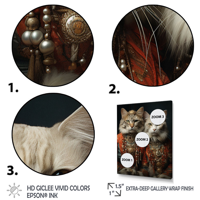 «Graces Cat In Retro Indian Attire I», reproduction sur toile, H 44 po x l 34 po x P 1,5 po, Toile tendue