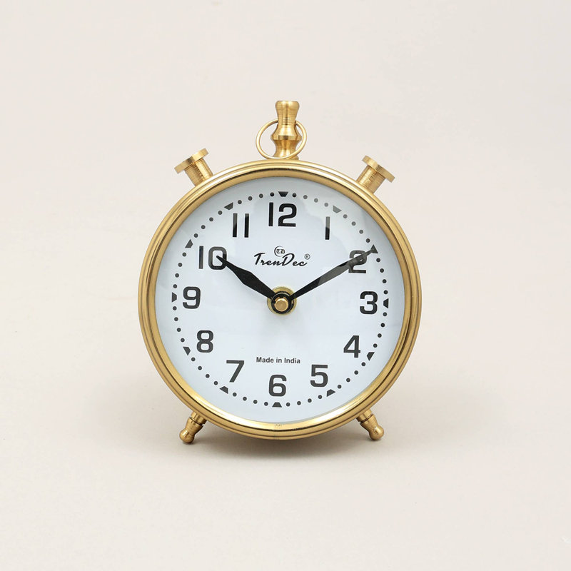 Horloge de bureau décorative de couleur or - Horloge de table en aluminium