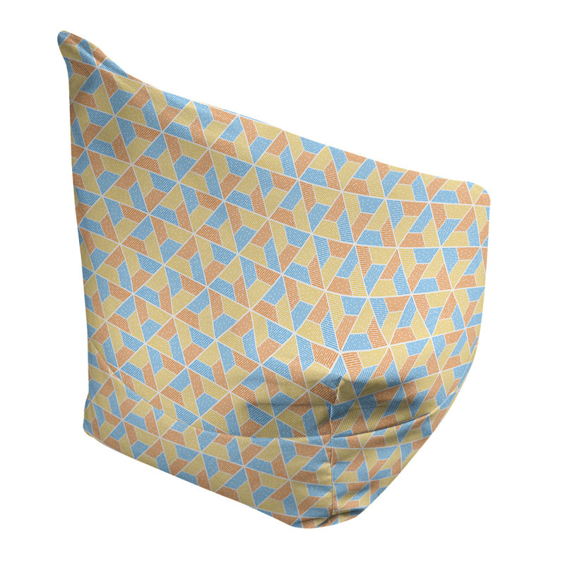Fauteuil à billes Leffel, H 38 po x L 42 po x P 29 po, Pouf fauteuil, Bleu ciel/orange/jaune clair