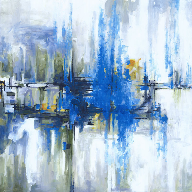 Cobalt Blue Abstraction - Wrapped Canvas Painting, 76cm H x 76cm W x 3.8cm D
