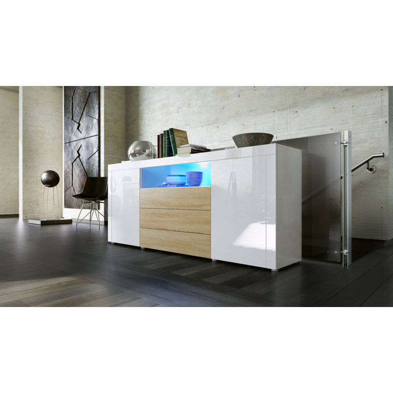 Aarib 167cm Sideboard, White (glossy)/Burgundy (glossy), Yes