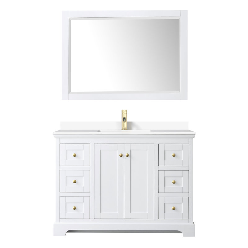 Avery 48'' Single Bathroom Vanity with Top, White Cultured Marble, Dark Blue