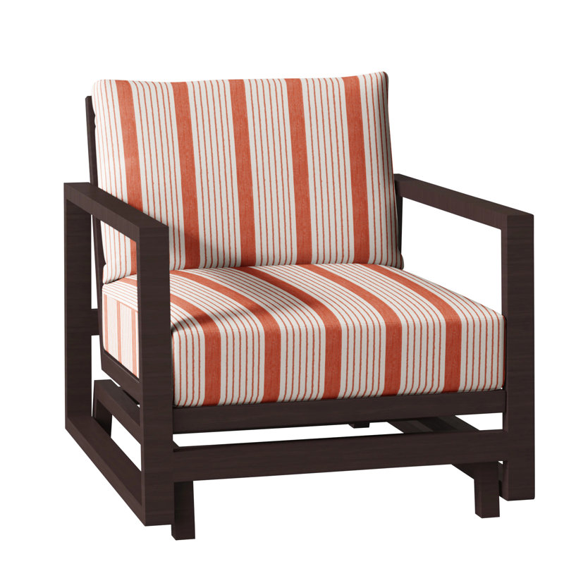 Avondale Patio Lounge Chair with Cushions, Cabana Stripe Midnight, Avondale Aluminum #60 Oak, No Welt