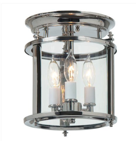 Anjali Glass Flush Mount, Polished Nickel, 8" H x 9.5" W