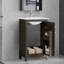 Petit meuble-lavabo moderne avec lavabo en céramique et beaucoup de rangement-667192145