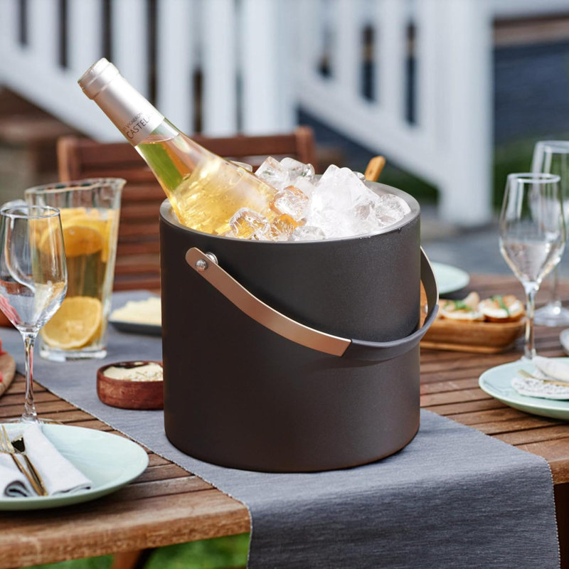 Seau à glace en acier inoxydable 4QT avec couvercle et pelle à glace