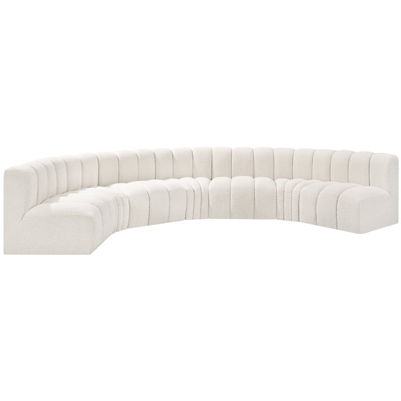 Hisa Upholstered Curved Sectional Reversible, Cream Boucle Fabric