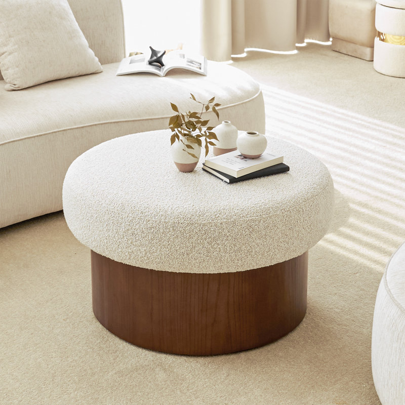 32.3" Round Storage Upholstered Cocktail Ottoman