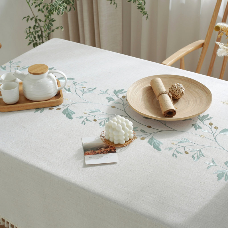 Nappe de haute qualité lavable et infroissable avec pampille (feuille), L 55 po x P 86 po, Vert