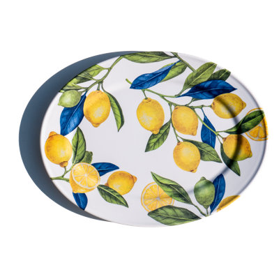 Plateau de service ovale en mélamine Lemon Orchard - jaune - 16,9 po x 13 po