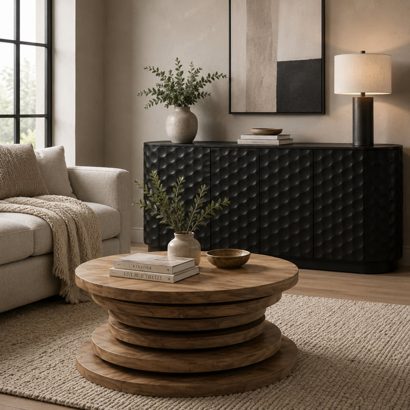 Makassar 76'' Wide Solid Wood Sideboard, Black