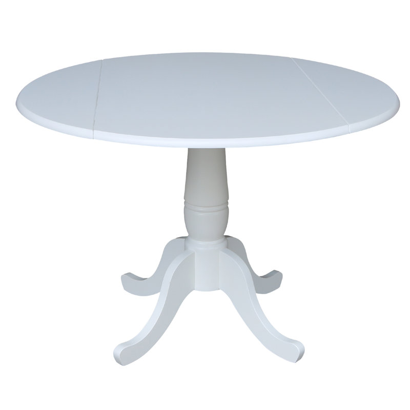 Hesston Drop Leaf Solid Wood Pedestal Dining Table, White