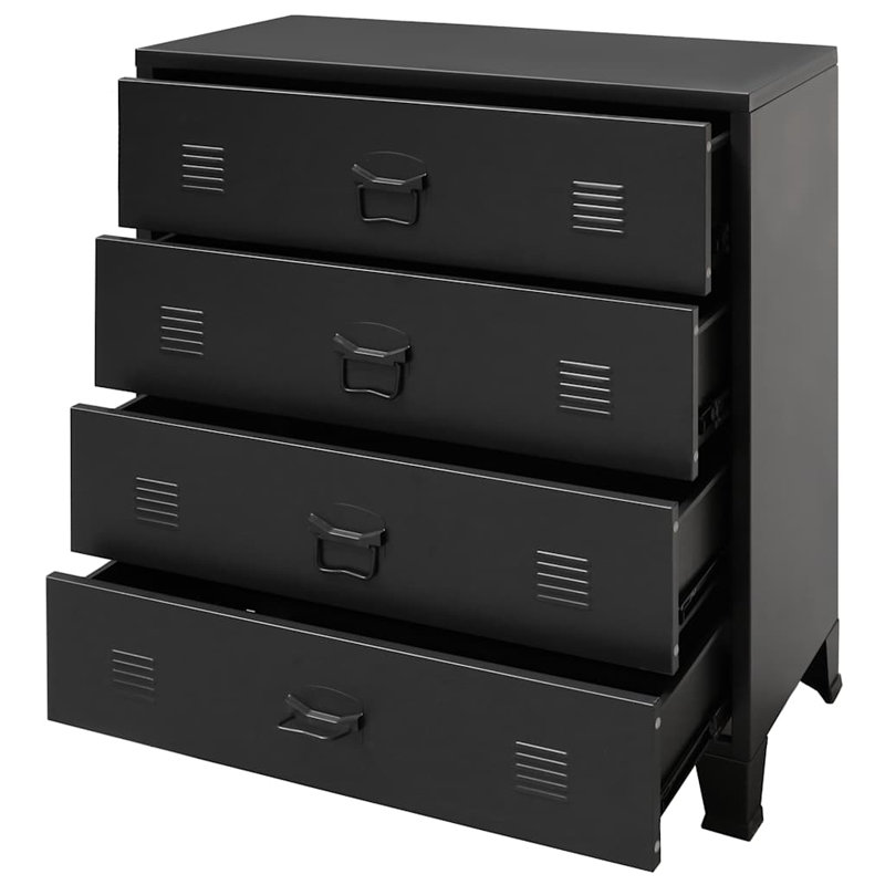 Armoire à tiroirs avec rangement en métal, Black