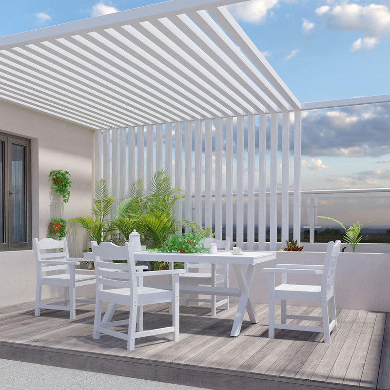 2 chaises de patio avec accoudoirs, fabriquées avec des hanches, grain de bois imitation blanc pur, 2 pièces de confort extérieur, hanches, option confortable