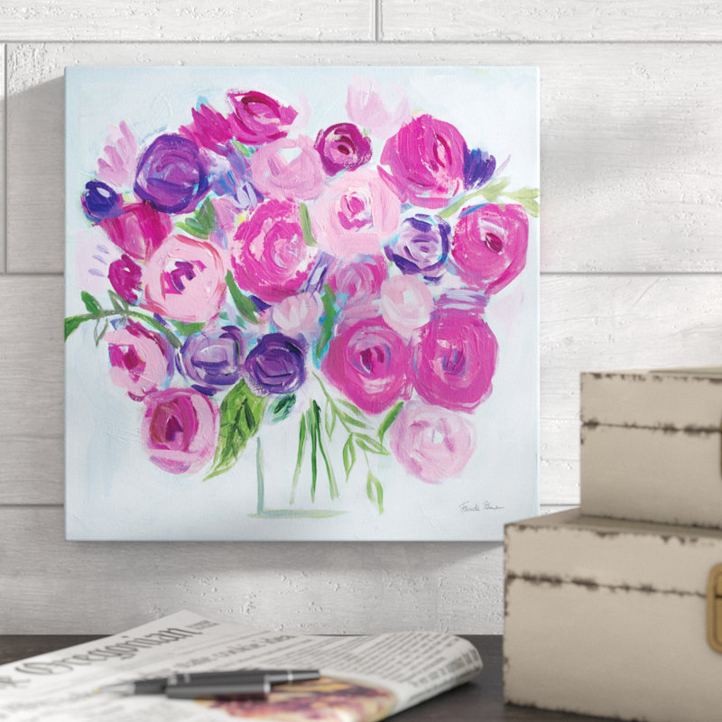 Roses Are Pink by Farida Zaman - Wrapped Canvas Painting, 30cm H x 30cm W