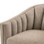 Fauteuil d'appoint pivotant à jupe d'inspiration côtière, pivotant à 360 degrés en métal, dossier à canaux verticaux, assise élégante et confortable à ressorts ensachés, coussin réversible amovible, 4 teintes légères.