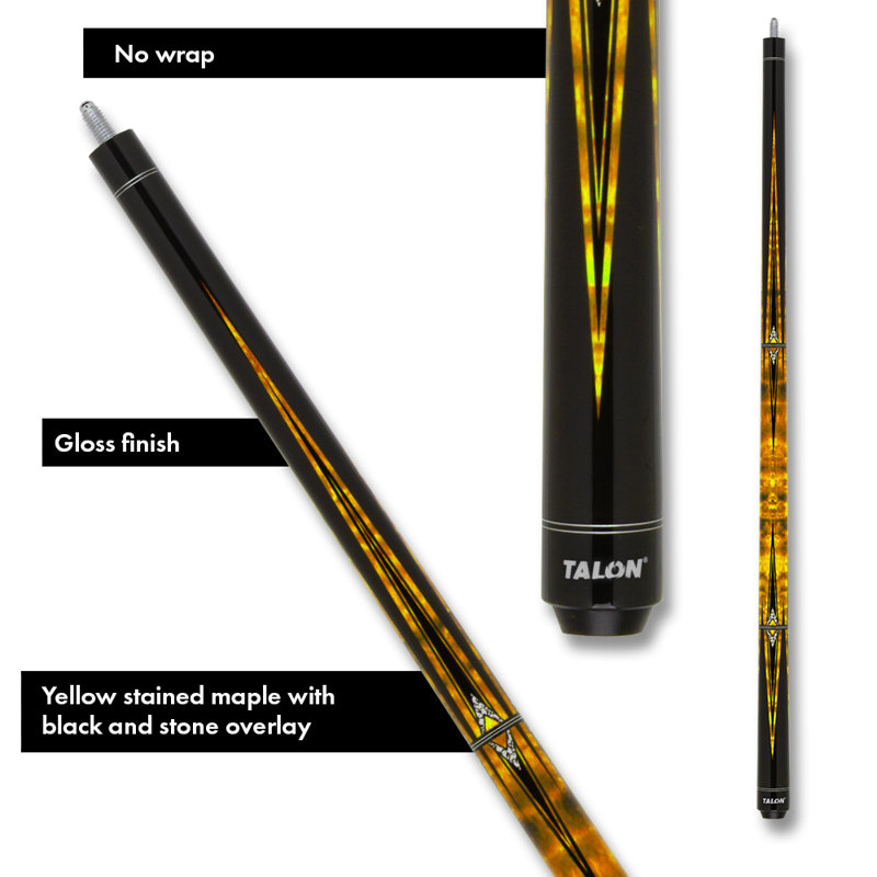 Queue de billard 19 oz avec points noirs Talon Tiger, Noir / Jaune