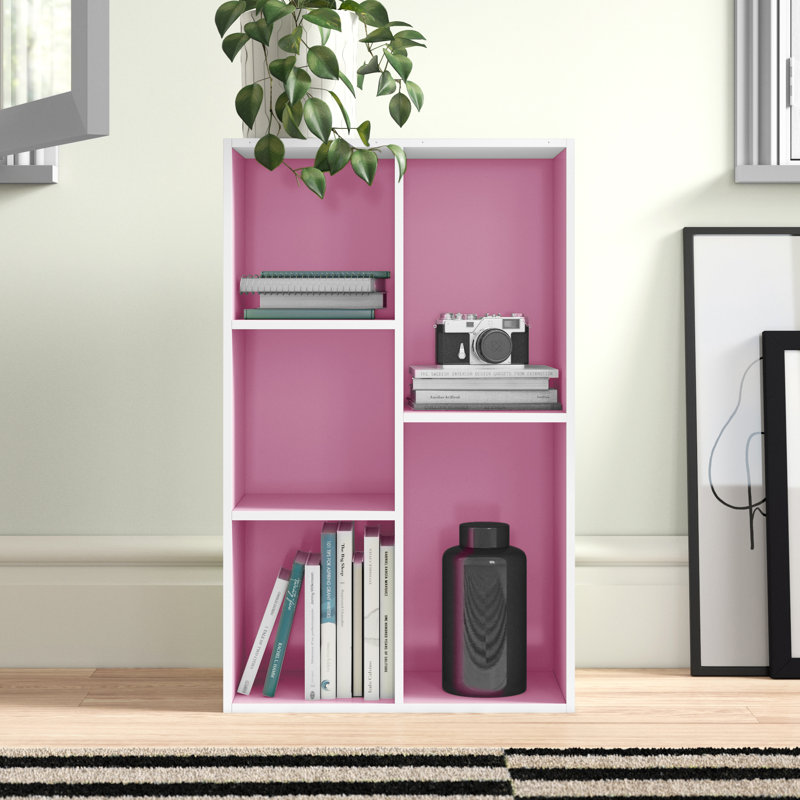 Kaidence 5-Cube Reversible Open Shelf Bookcase, White/Pink