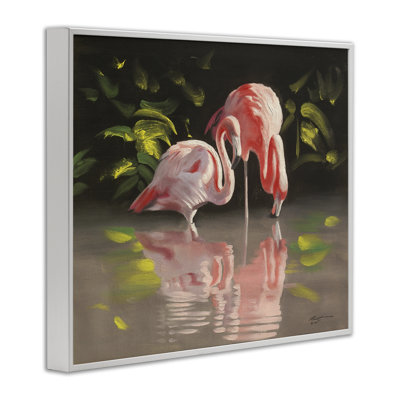 Flamants roses avec étang, art de la giclée par D. Rust