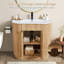 Ensemble de meuble-lavabo simple 35,83 "avec comptoir, robinet et armoire cannelée-2135966584