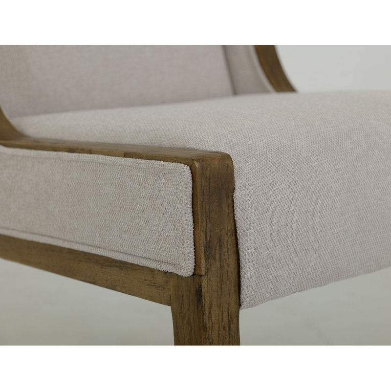 Chaises avec revêtement, Bois naturel, Polyester ivoire
