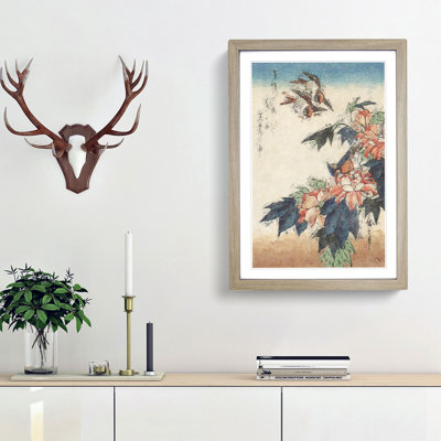 Birds on the Pink Flowers by Utagawa Hiroshige - Picture Frame Painting Print
