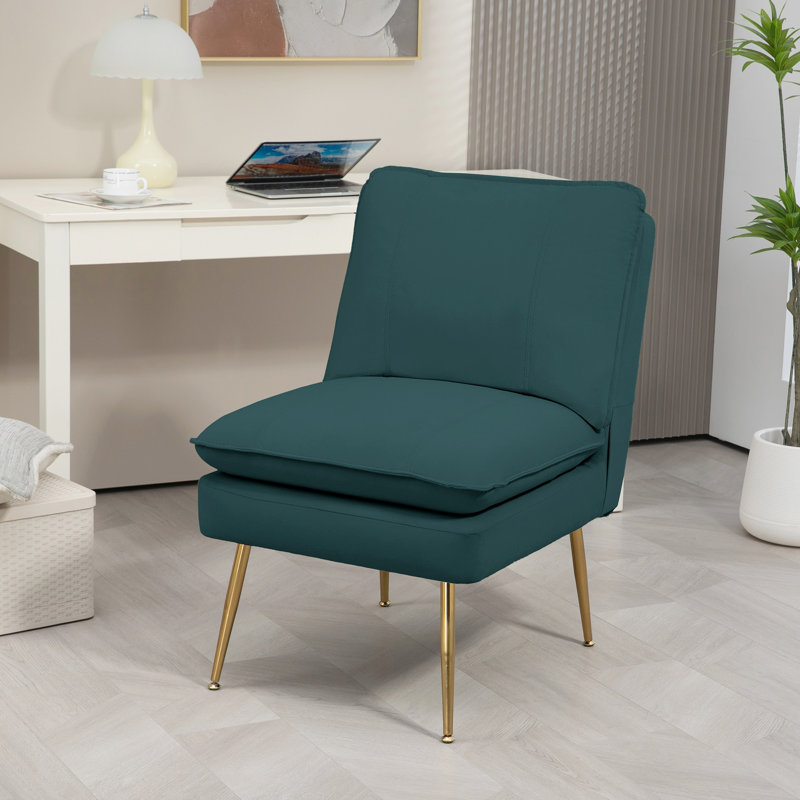 Chaise d'appoint capitonnée de 23,3 po de large Rheece, Tissu vert foncé