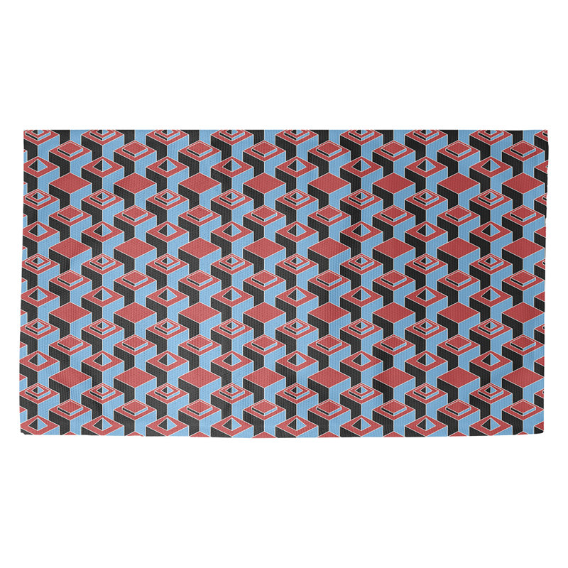 Gratte-ciels noir/rouge/bleu Tapis décoratif, Rectangle 2 pi x 3 pi