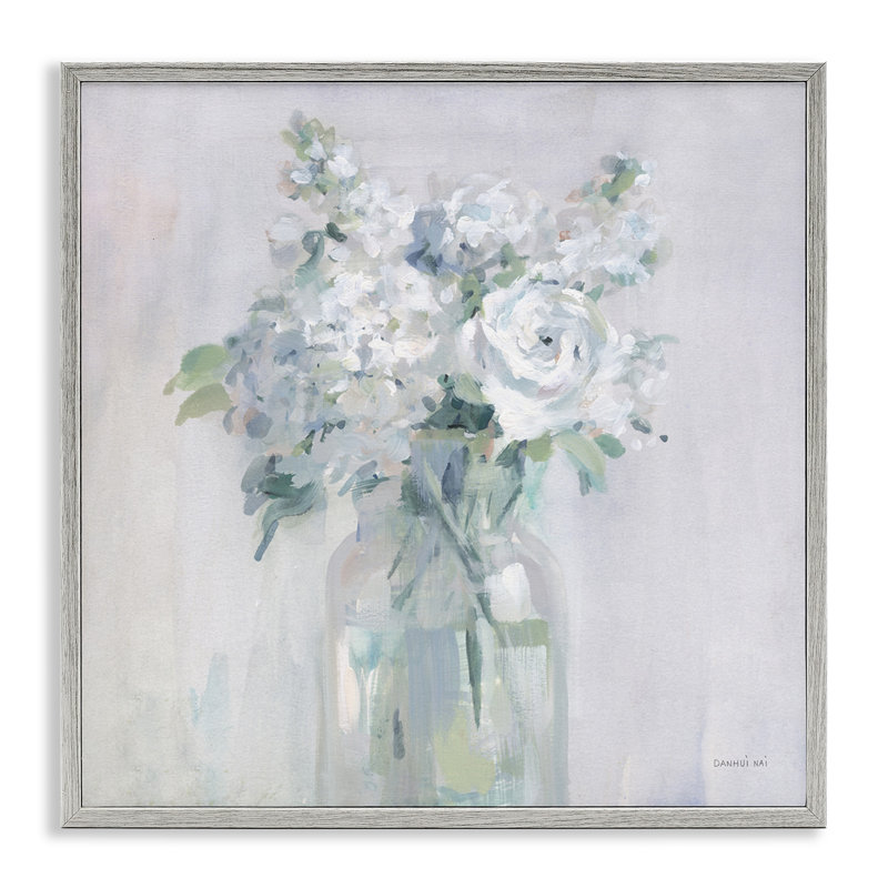 Bouquet abstrait blanc par Danhui Nai, H 24 po x l 24 po x P 1,5 po, Estampe numérique Farmhouse