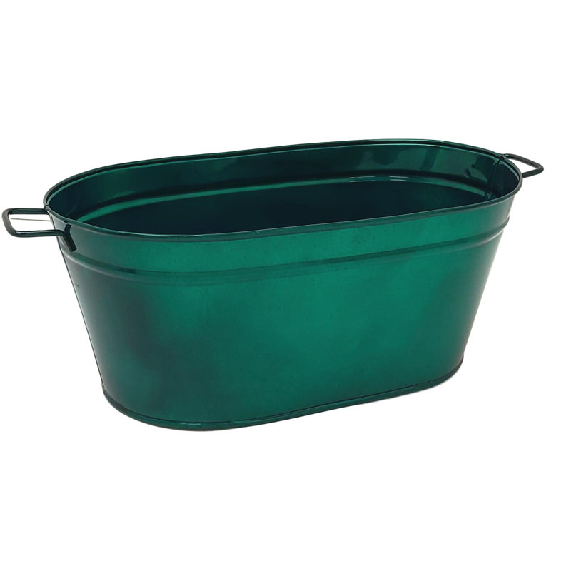 Pot de fleurs en acier galvanisé Lissette, H 6 po x l 16 po x P 8 po, Vert