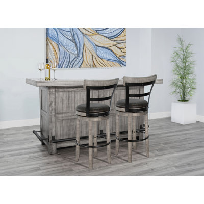 80" Traditional Wood Home Bar with Stools