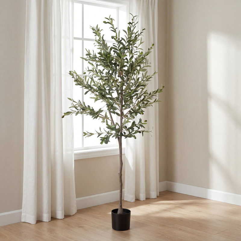 Olive artificielle de 6 pi - plante artificielle avec branches supplémentaires pour un look luxuriant, 6'H