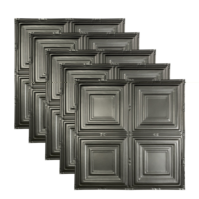 Carreau de plafond clouté Great Lakes Tin Syracuse 2 pi x 2 pi (paquet de 5), Argento
