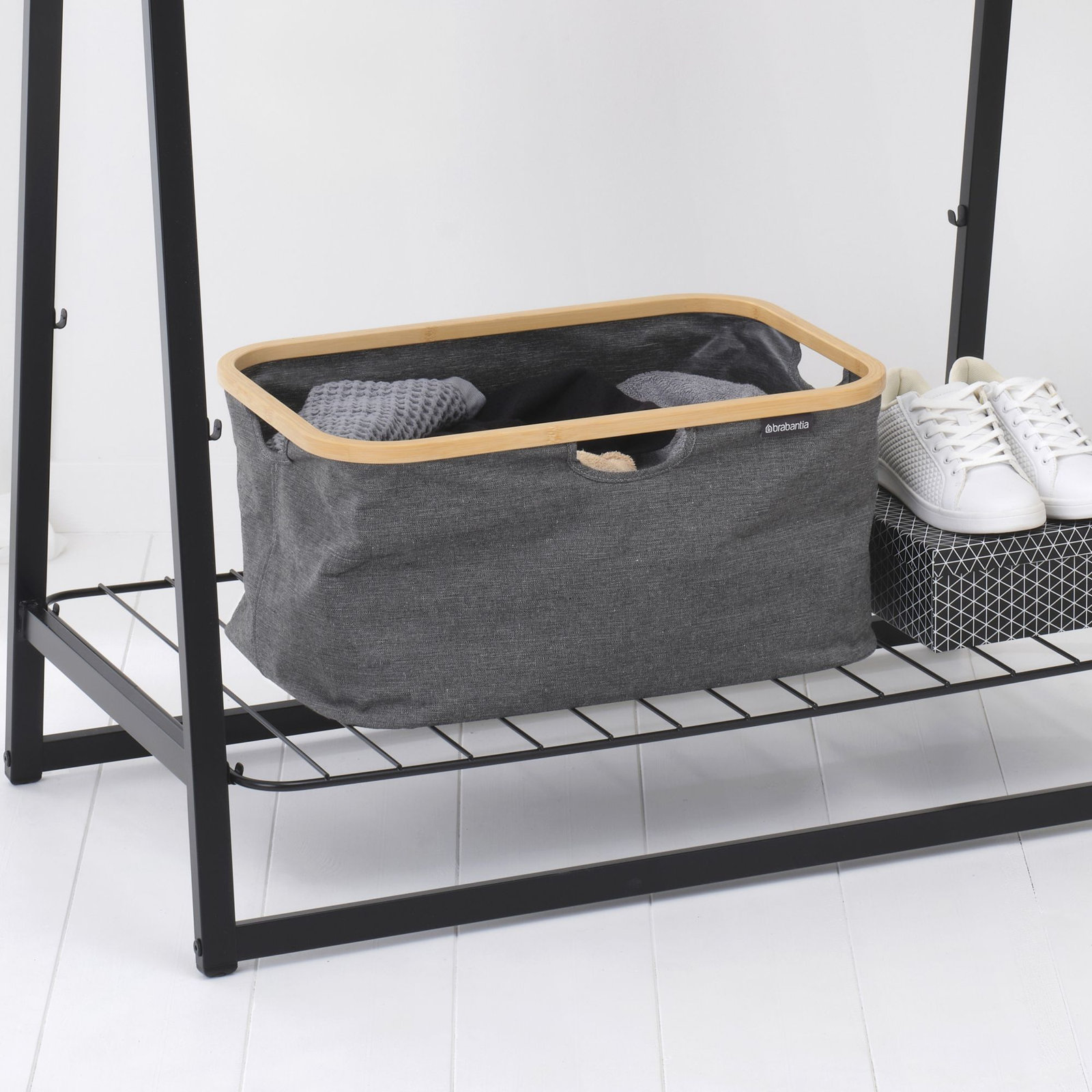Brabantia 10.6 Gallon Foldable Laundry Basket, Pepper Black