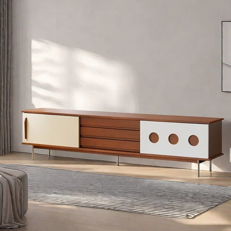 Meuble télé en bois de cerisier de style nordique, 82.67"